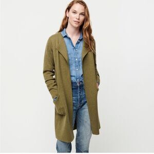 J. Crew Juliette Collarless Sweater Blazer Olive Green Pocket Cardigan Large